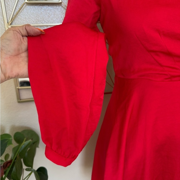 Express Vibrant Red Long Sleeve Dress - Picture 6 of 9